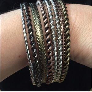 Set of Mixed Metals Bangle Bracelets NEW